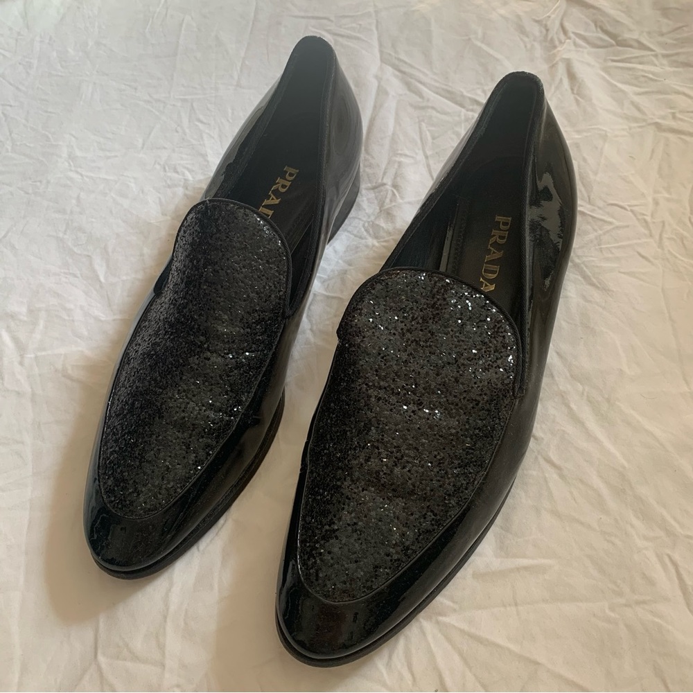 Prada Loafers Patent Leather with Glitter